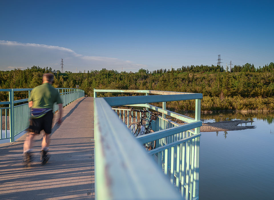 Man on bridge