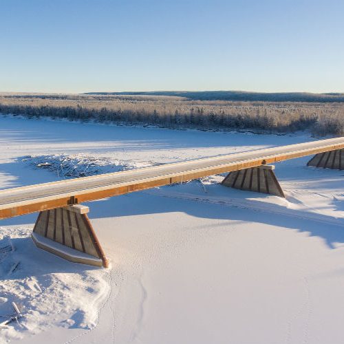 McElhanney slid the existing superstructure onto temporary piers, to create a detour