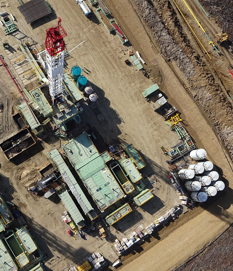 Aerial view of rig site