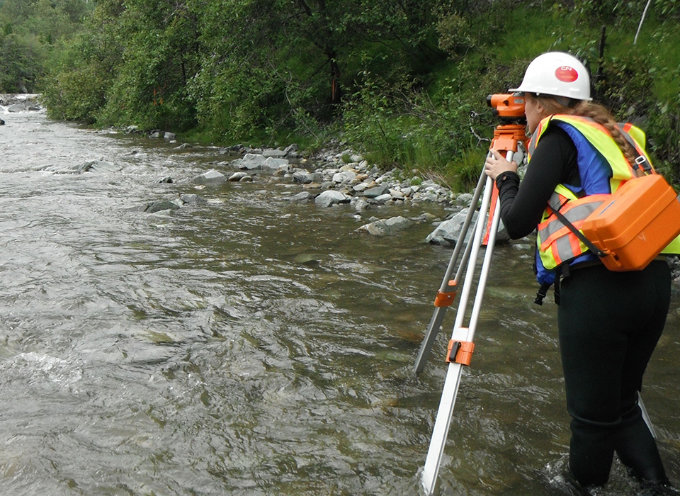 Surveying in river