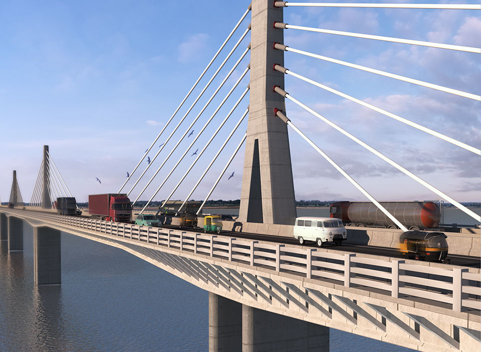 Sultanganj Bridge composite 3D rendering