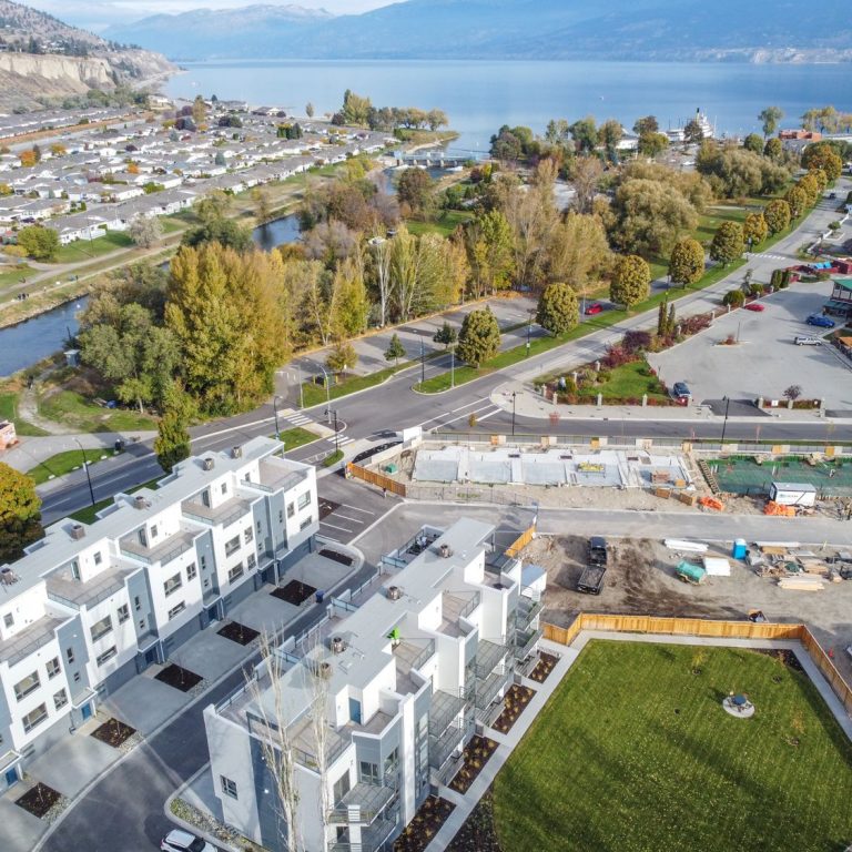 Aerial view of Riverside Townhomes