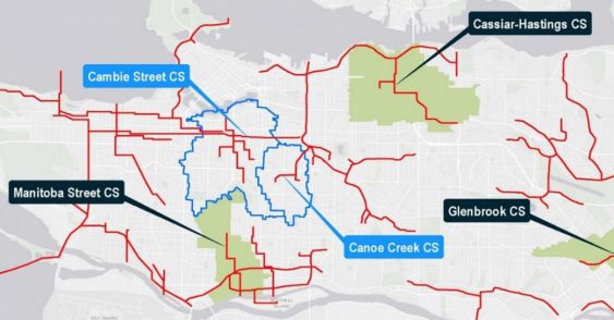 Map of Metro Van Combined Trunk Sewer Separation