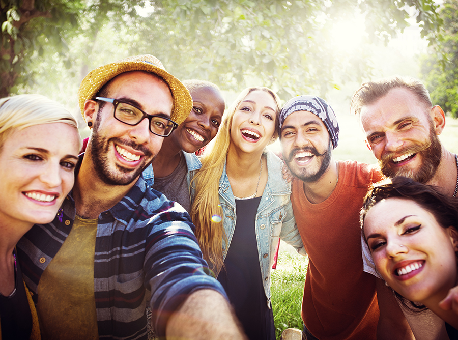Diverse Summer Friends Fun Bonding Selfie Concept