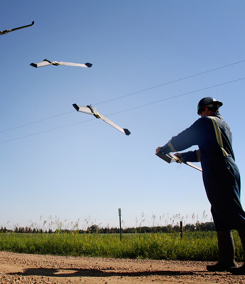 Line locating with a drone