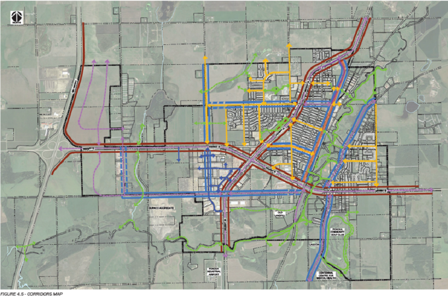 Town of Ponoka Corridors map