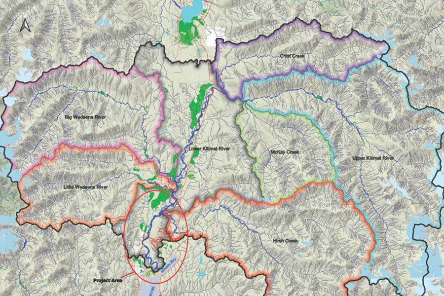 Kitimat River Watershed and Major Tributaries Map