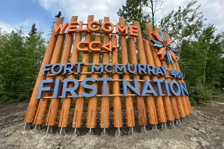 Fort McMurray #468 First Nation Welcome Sign and Firepit Structure ...
