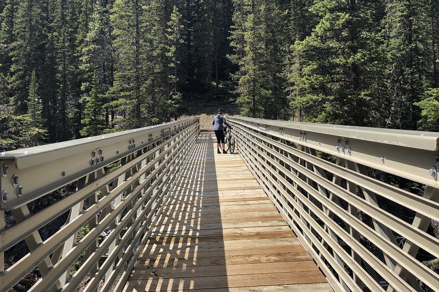 Crossing the Big Elbow Trail Bridge
