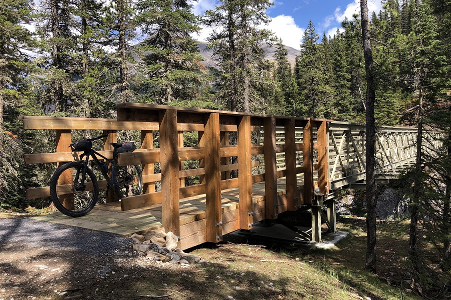 Taking a break at the Big Elbow Trail Bridge