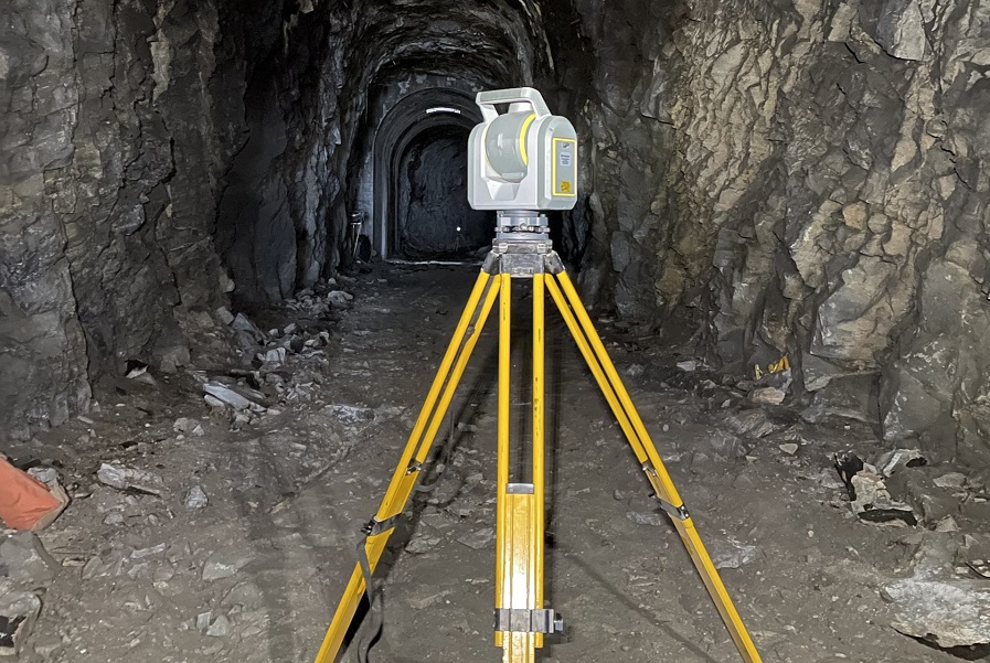 Total station in underground tunnel