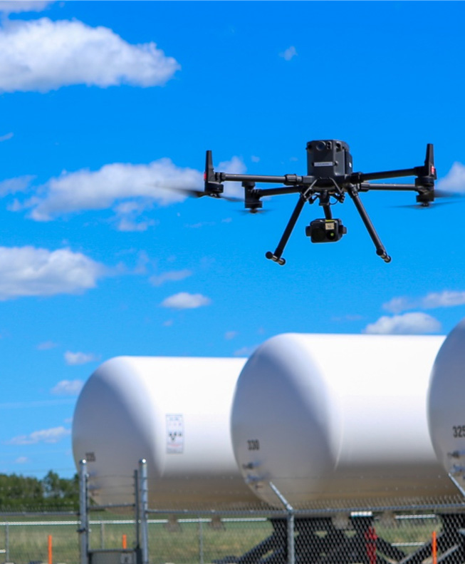 Drone over tanks
