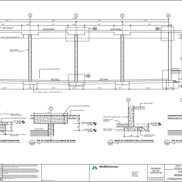 A black and white structural engineered drawing