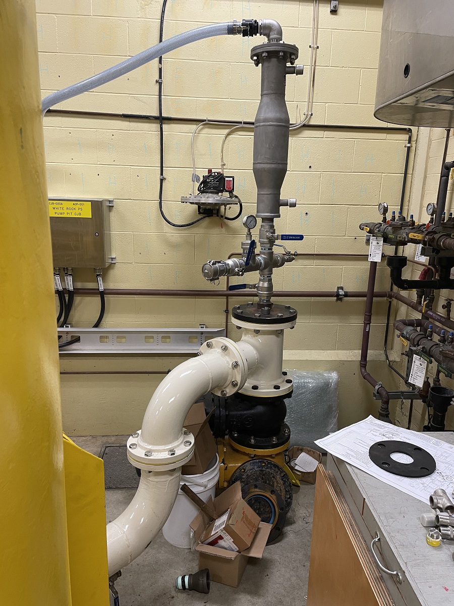 Surge tank tie-in Sanitary pumping station piping