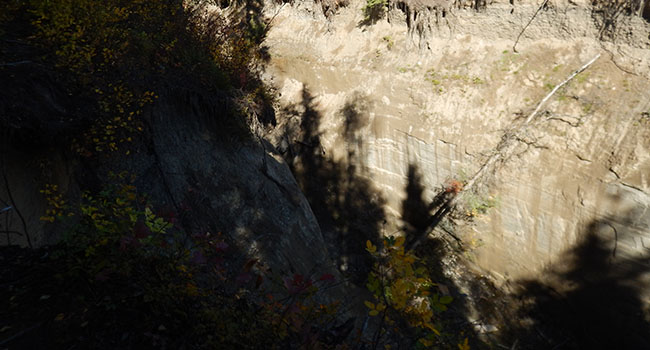 Before: The 20m tall sheer cliffs that have resulted due to erosion