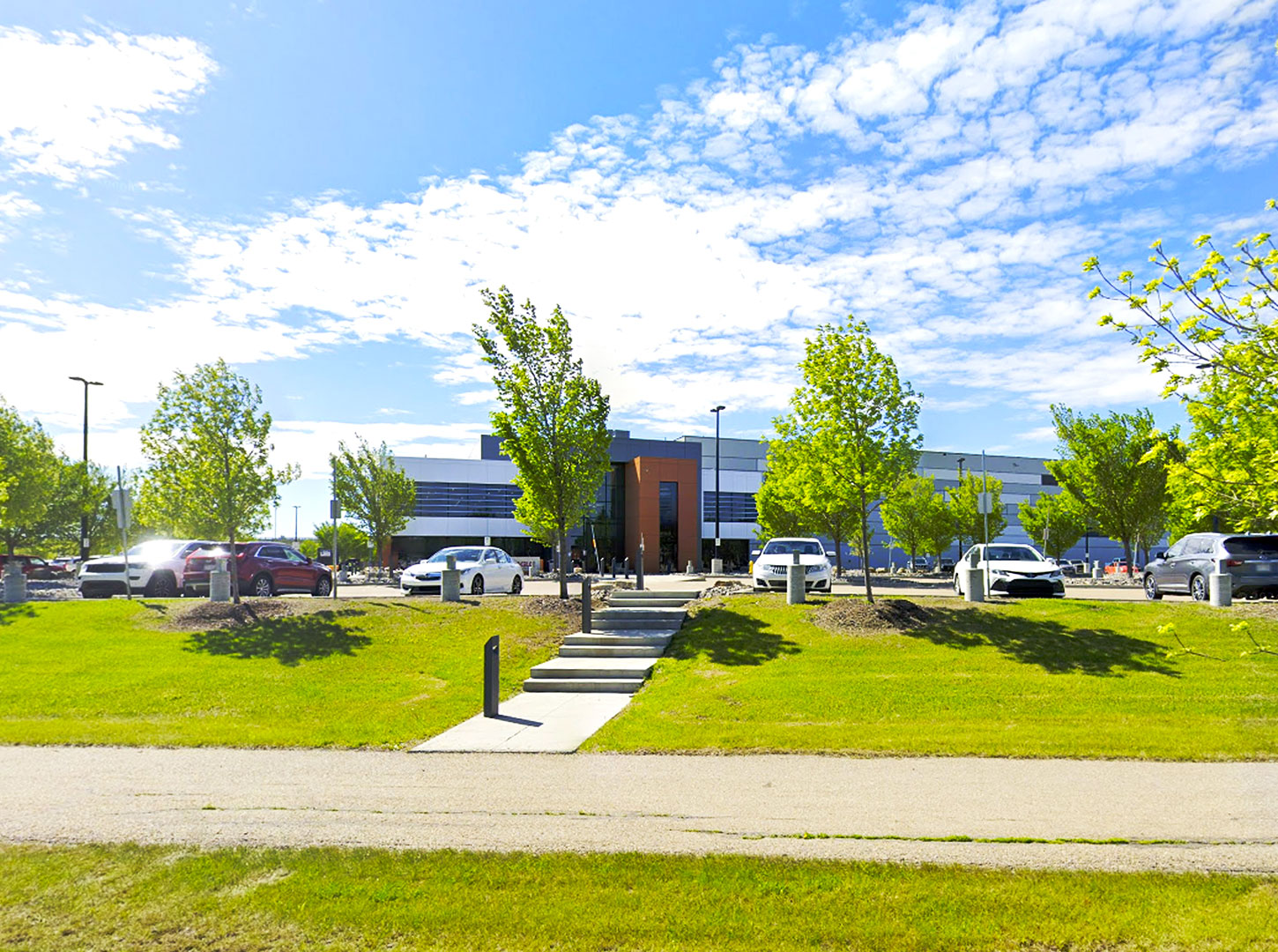 Alberta Gaming and Liquor Distribution Centre – St. Albert Warehouse Exterior Street view of the Alberta Gaming and Liquor Distribution Centre in St. Albert, Alberta, showing the main warehouse building and surrounding area.