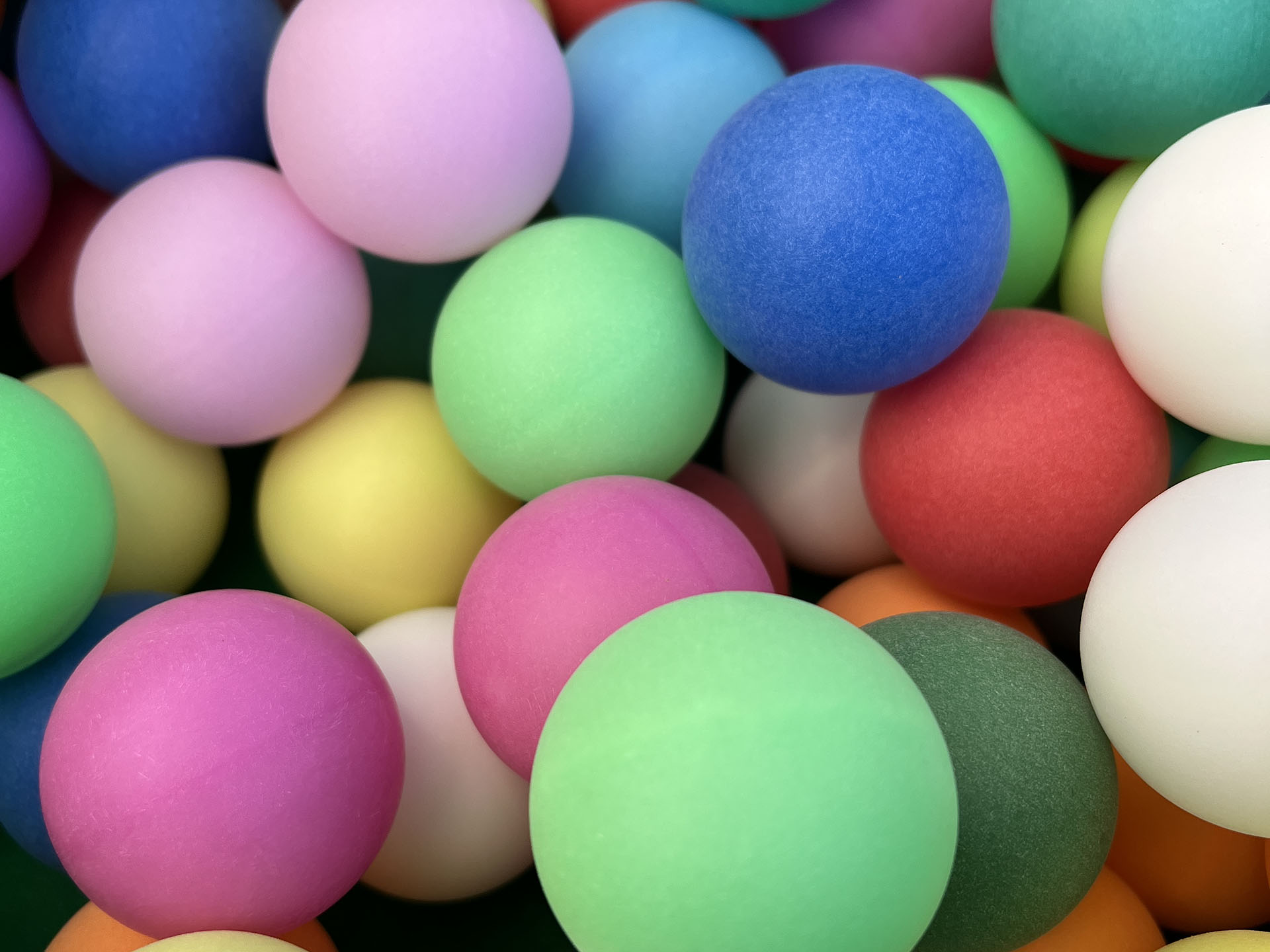 Multi-coloured Ping Pong Balls An aerial view of multi-coloured ping pong balls.