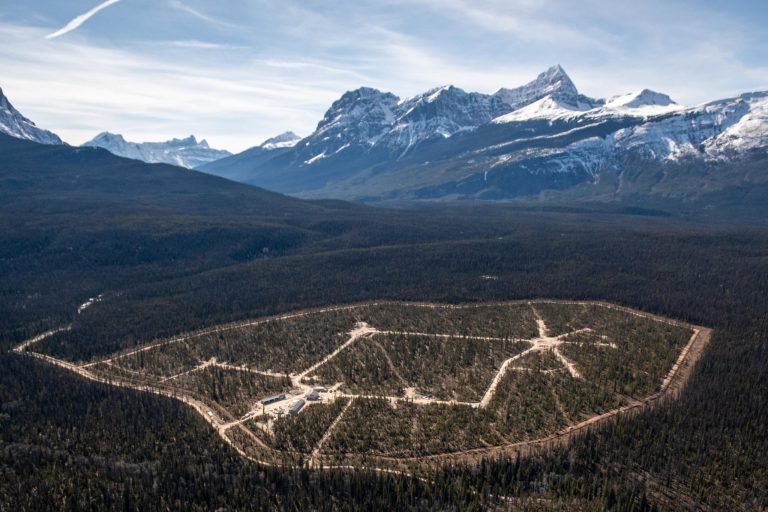 Aerial photograph showing the Caribou Conservation Breeding Centre site layout.