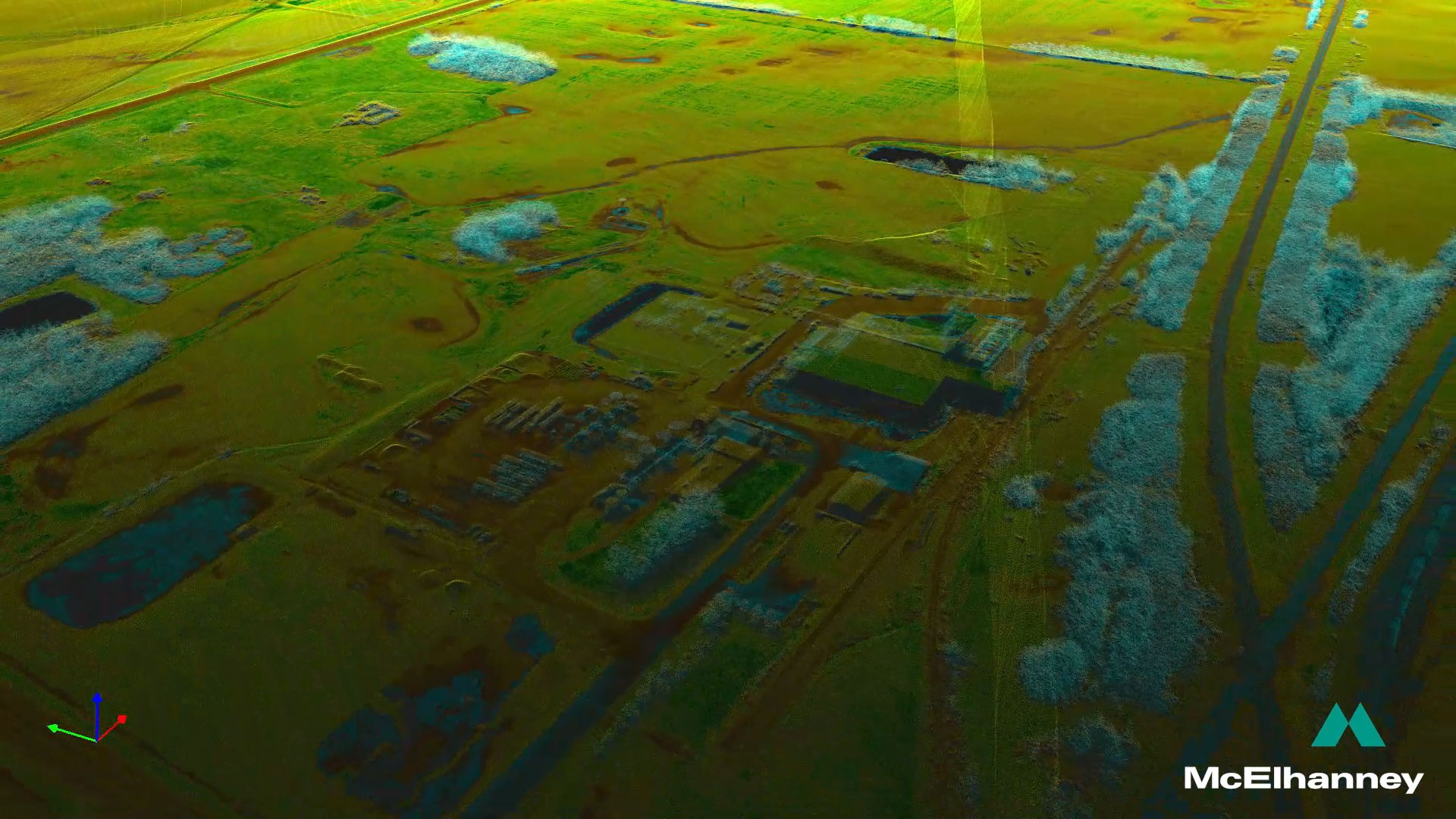 Airborne LiDAR data visualization showing terrain and surface features in Fort Saskatchewan.