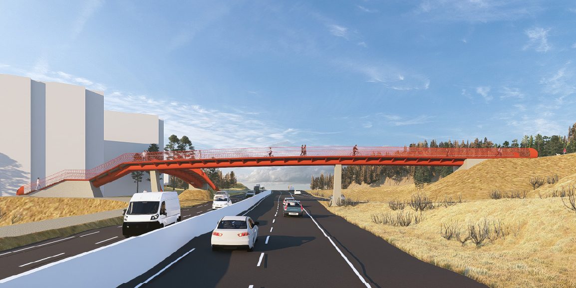 Rendering of Summit Drive Pedestrian bridge structure providing safe crossing and community connectivity