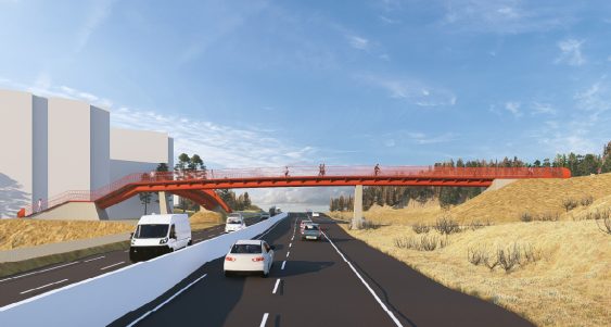 Rendering of Summit Drive Pedestrian bridge structure providing safe crossing and community connectivity
