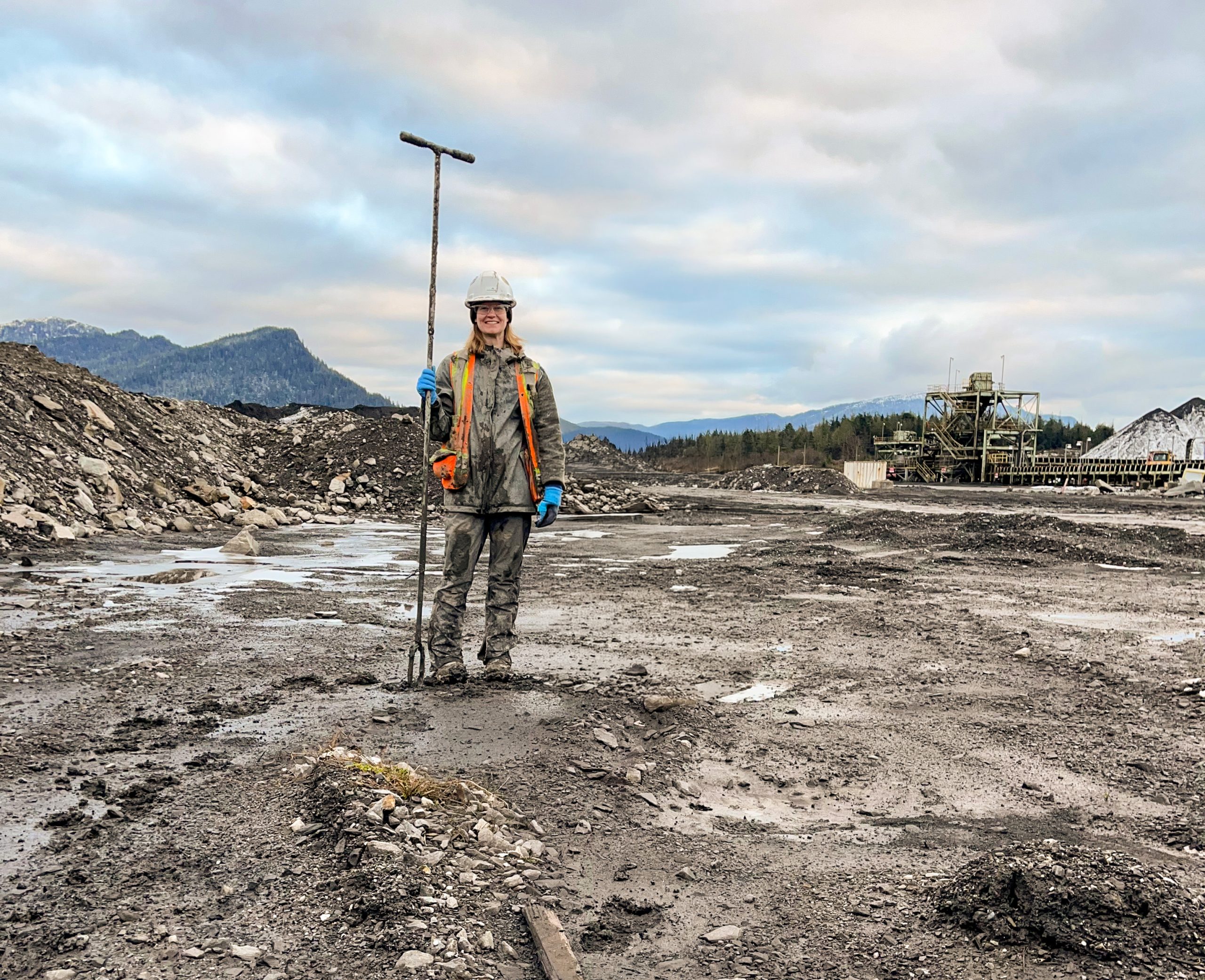 Field staff conducting environmental sampling Field staff conducting environmental sampling and surveying work at an industrial site in Prince Rupert to support infrastructure planning and development.
