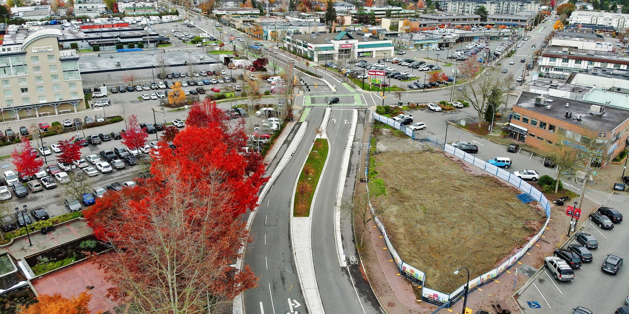 Aerial view of development in Langley.