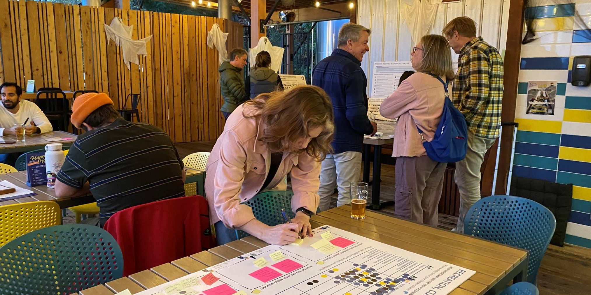 Residents discussing future growth options during a community planning workshop.